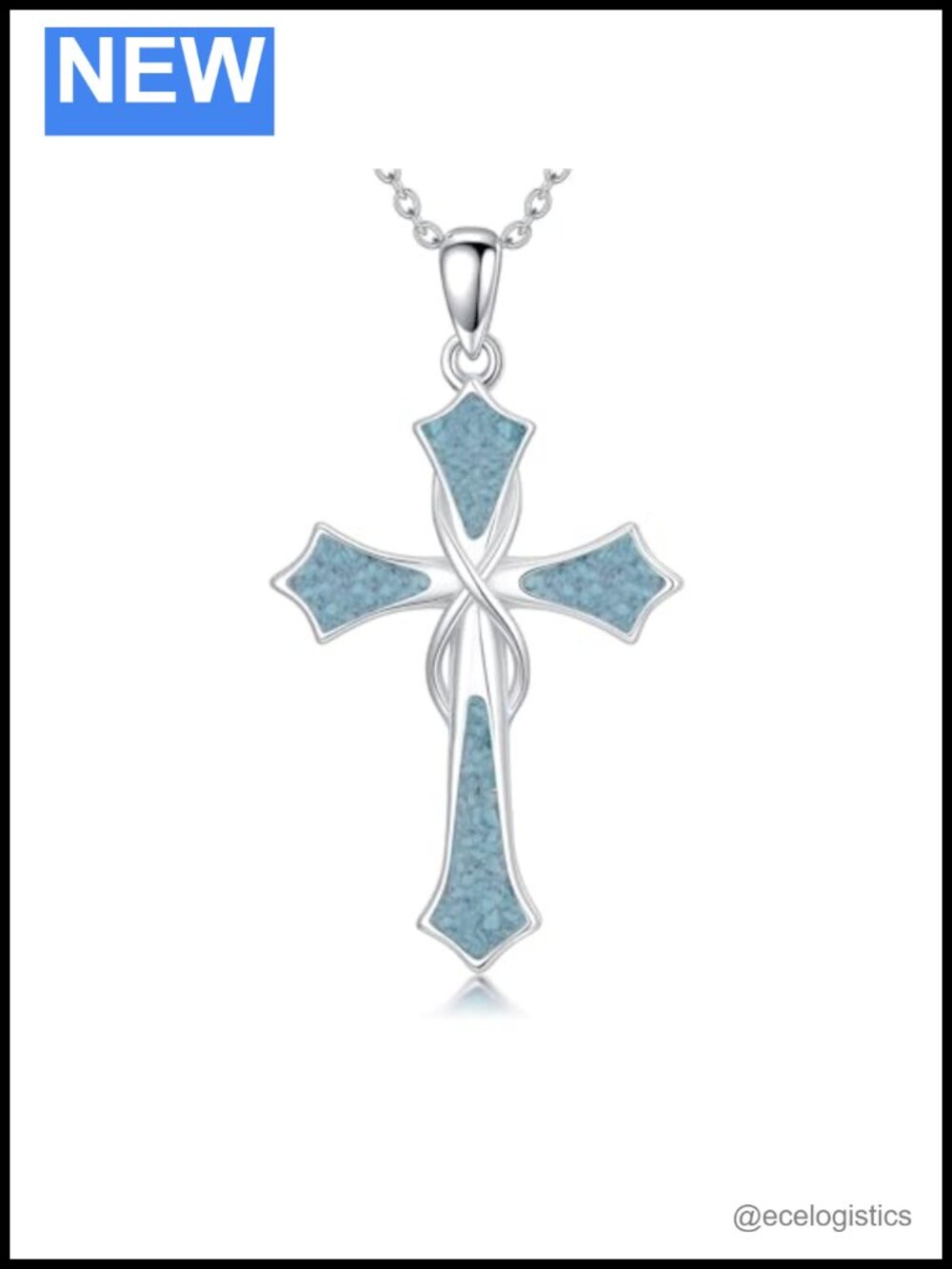 925 Sterling Silver Turquoise Cross Pendant Necklace